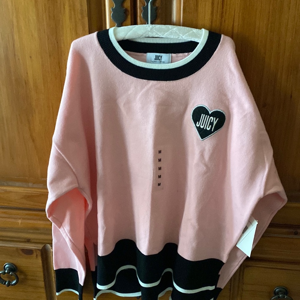 JUICY sweater, NWT, ladies M, pink/black
